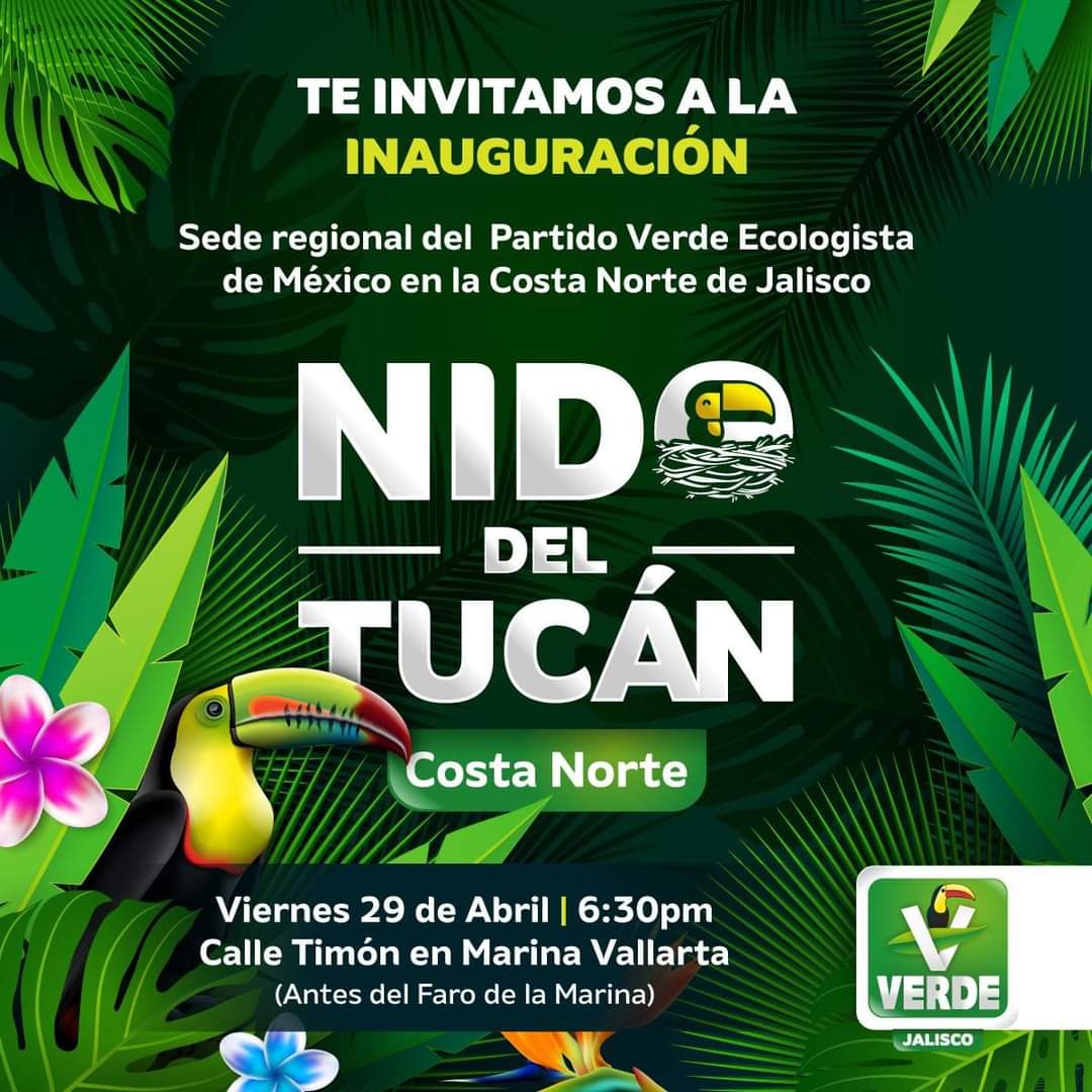 Todas y todos bienvenidos a esta gran fiesta del <a href="/partidoverdejal/">Partido Verde Jalisco</a> nuestro #PuertoVallarta será el nido de la Costa Norte de #Jalisco e incubará grandes proyectos de los mejores liderazgos de la región ¡Seguimos creciendo! 🌊🟢