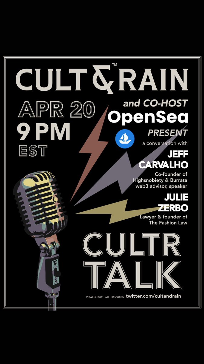 Check it ! let’s goooooo! 

9pmEST tonight - tune in ! 🔥🚨🔥🚨

<a href="/jeffcarvalho/">jeffcarvalho</a> 
<a href="/ZerboJulie/">Julie Zerbo</a> 
<a href="/opensea/">OpenSea</a> 

x.com/i/spaces/1kvJp…