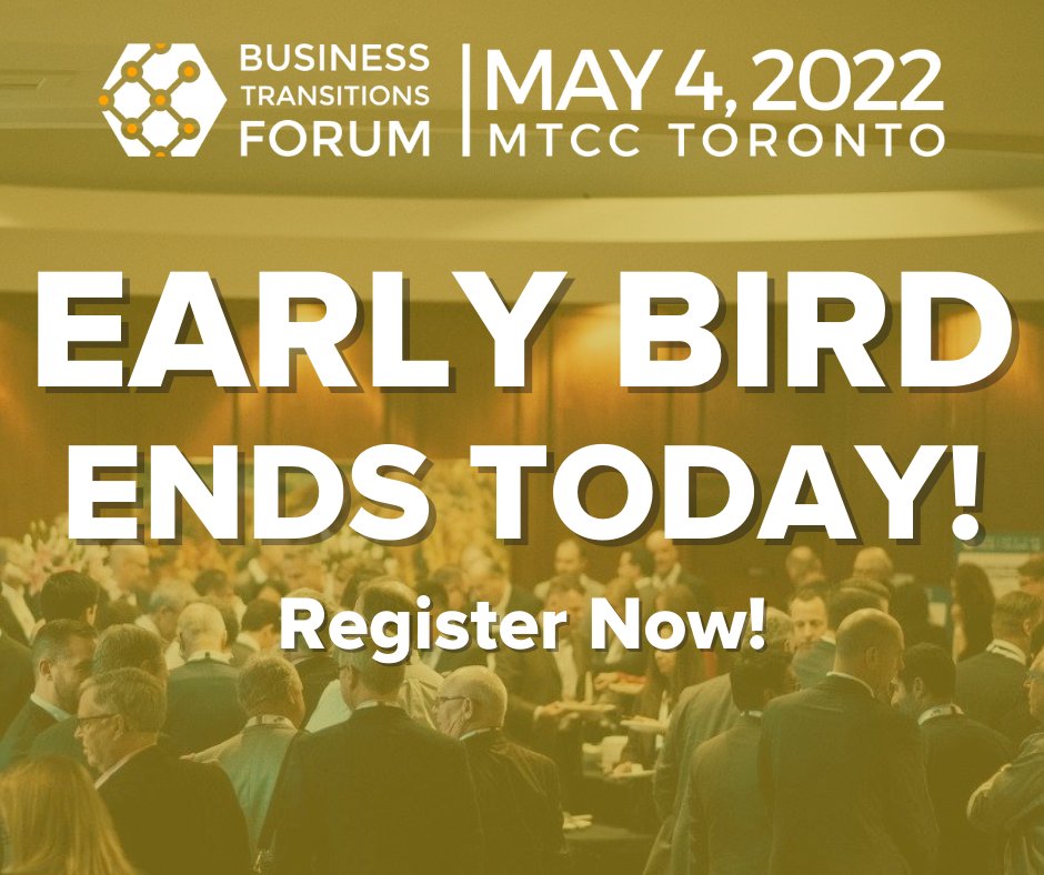 This is your LAST CHANCE to save $400 on your BTF Toronto tickets!

Insight and key information from prolific entrepreneurs that have grown, transitioned, and exited their companies is just a click away.

Register here: bit.ly/3vklwnH