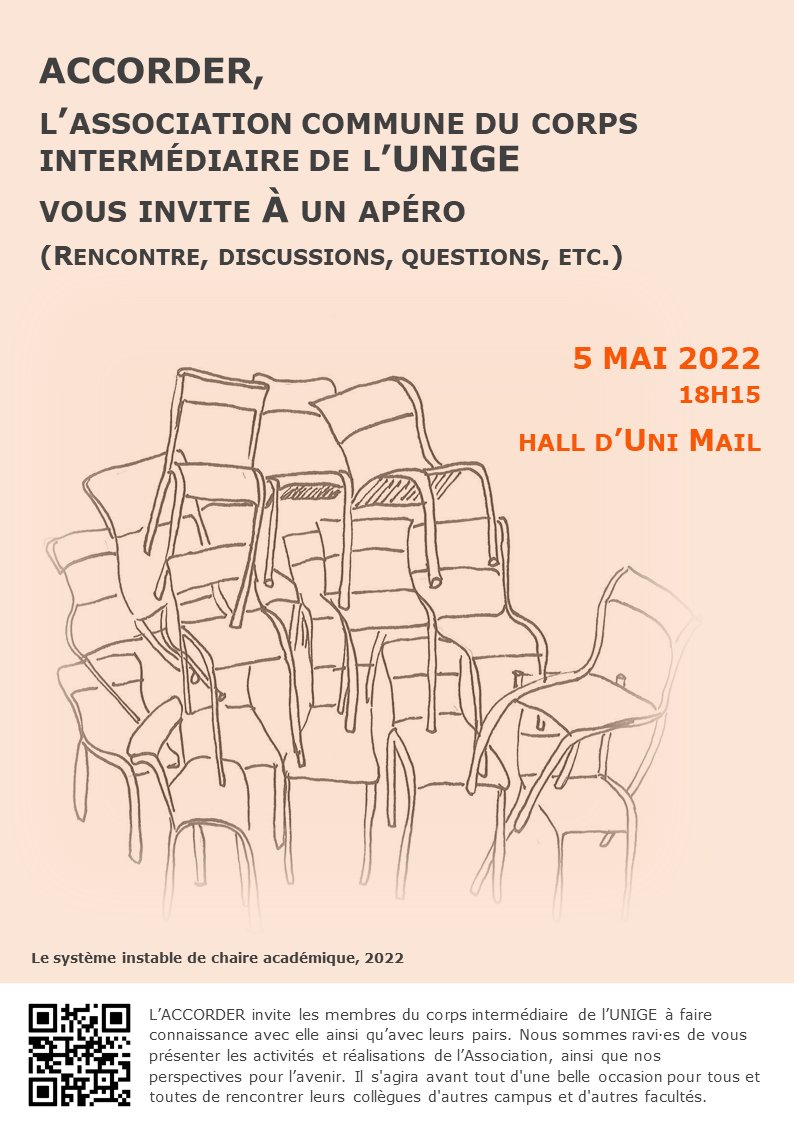🔔 Mark you calendar on May 5!!

Join ACCORDER for an apero to get to know us and other mid-level members of UNIGE!

👉 Follow the link for more info: unige.ch/asso-ens/accor…

See you there! :)
