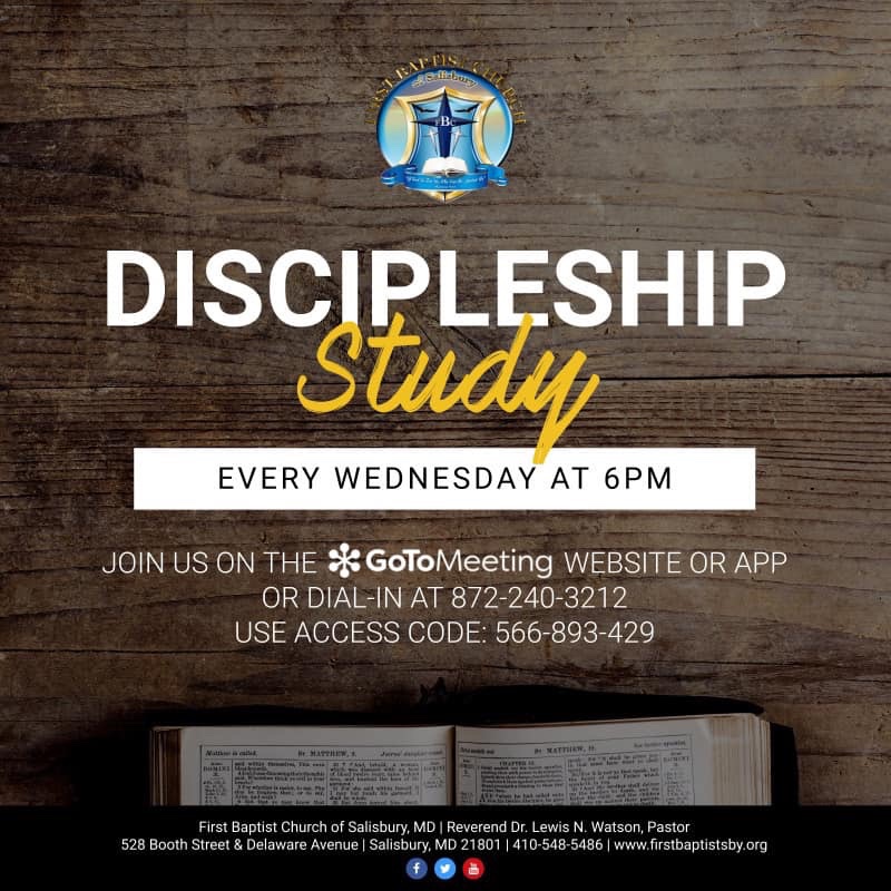 firstbaptistsby's tweet photo. We invite you to join us for Discipleship Study this evening at 6 PM on the GoToMeeting website or app! You can also dial 872-240-3212. Use access code 566-893-429. Let's learn together. #fbcsby #discipleshipstudy #wemuststayconnected https://t.co/0RX1gUaPBA