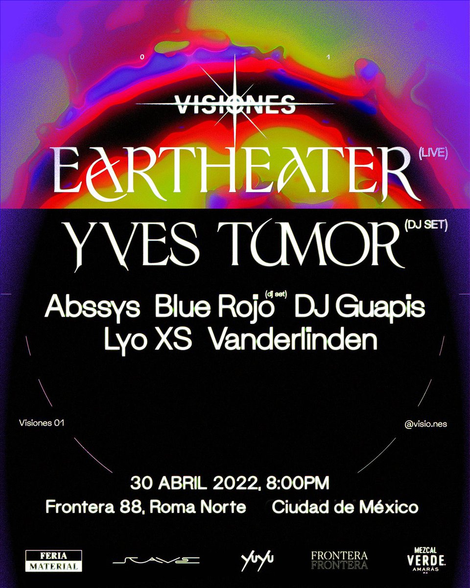 Muy emocionadxs de presentarles el nuevo line up de la primera edición de Visiones, con una propuesta futurista que celebra el gusto por las nuevas vertientes musicales y la interacción con su audiencia.

Últimos  a precio preventa vía Boletia 🎟 Link: visiones-eartheater.boletia.com