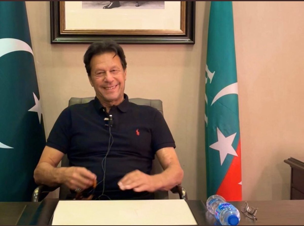 Chairman PTI Imran Khan earlier today during space session. 
 #امپورٹڈ_حکومت_نامنظور