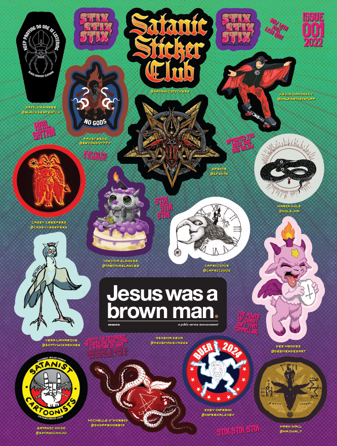 #STIXSTIXSTIX!
Retweet👇Follow👈Like🖤
for a chance to win a free copy of
SATANIC STICKER CLUB
ISSUE #001
[Random drawing on May 1st!]🎟