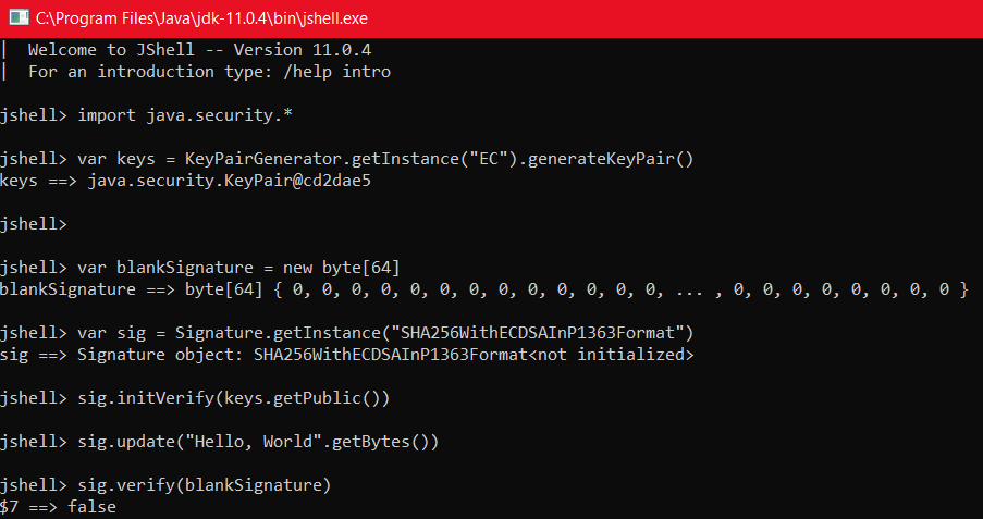 JFrogSecurity's tweet photo. It is still unclear why CVE-2022-21449 was marked by Oracle as "affected" on Java 7,8 &amp; 11 (the original advisory refers only to Java 15+). Might be a similar bug, but not the exact same bug, since the original exploit doesn't work on Java 11 - https://t.co/TwNgSyb8fS