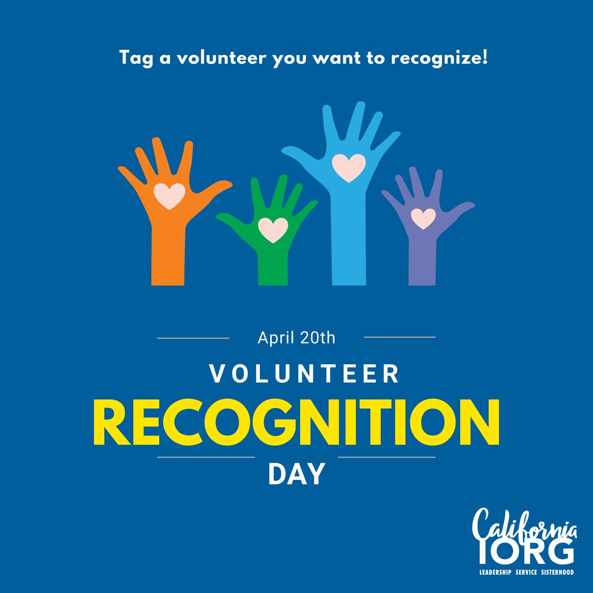 CARainbowGirls's tweet photo. Tag someone you admire for their volunteer efforts and why. #volunteerrecognitionday #whyirainbow #caiorg https://t.co/vFZagZ7HCl