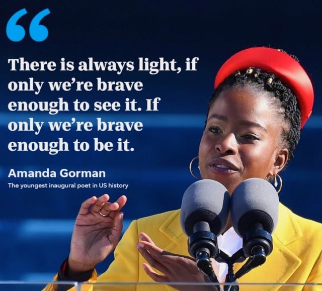 wmukprom's tweet photo. - Amanda S. C. Gorman 
- Born: March 7, 1998 (Los Angeles, California) 
- Poet and activist, she started writing to cope with a speech impediment 
- The first National Youth Poet Laureate and youngest inaugural poet in U.S. history 
- Learn more: https://t.co/iuXT7UuHj1 https://t.co/wQwsnNXJkA