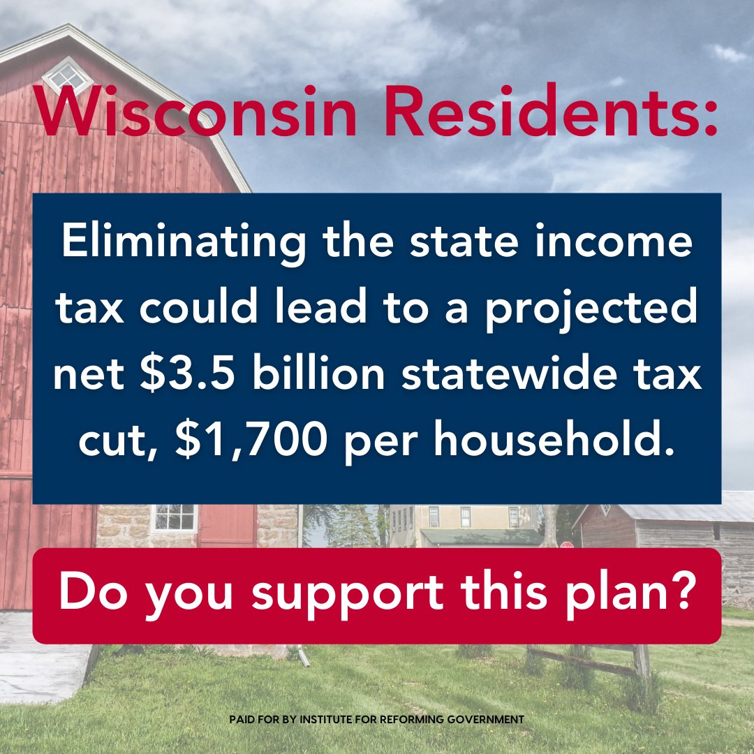 IRG is proud to lead the call for eliminating Wisconsin’s income tax – a reform that, according to <a href="/CROWE_UW/">CROWE</a>, would unleash a projected $3.5 billion in tax relief and send $1,700 back into the pockets of Wisconsin families annually.