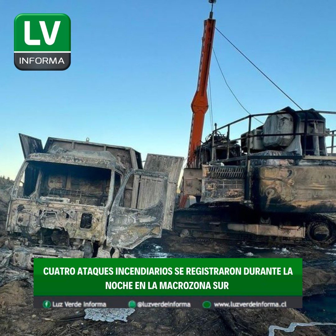 LuzVerdeInforma's tweet photo. 🟢 Durante la madrugada pasada se registraron 4 ataques incendiarios en diferentes comunas de la macrozona sur perpetrados por encapuchados que dejaron como saldo millonarias perdidas en viviendas y maquinaria 🟢 https://t.co/CjGYQvyw9V