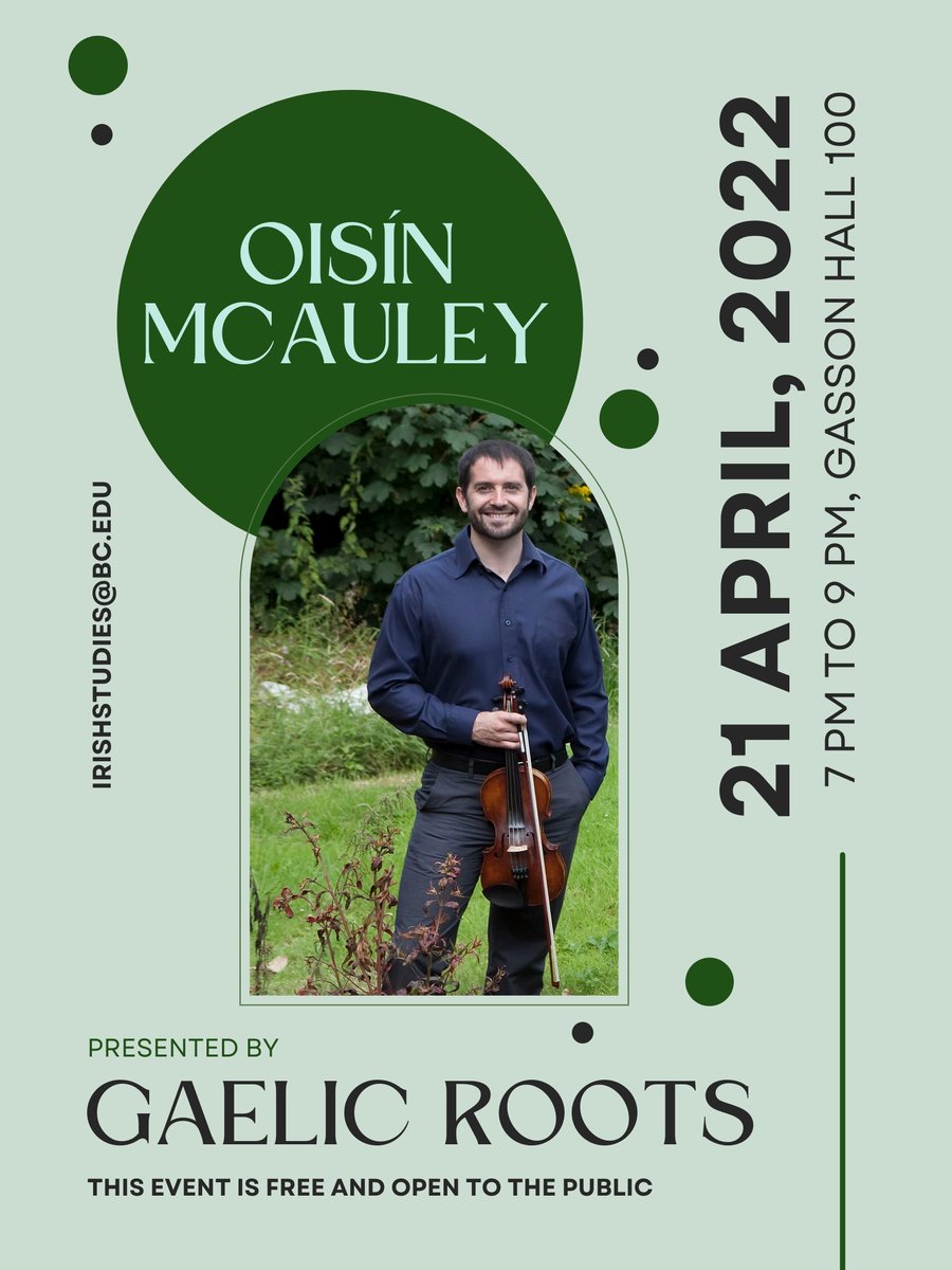 The mighty uillean piper Joey Abarta and myself are playing a wee gig at the Boston College Gaelic Roots series in Gasson Hall, BC, Boston tomorrow, Thursday April 21! Looking forward to it, should be plenty of tunes and stories...Admission is free!