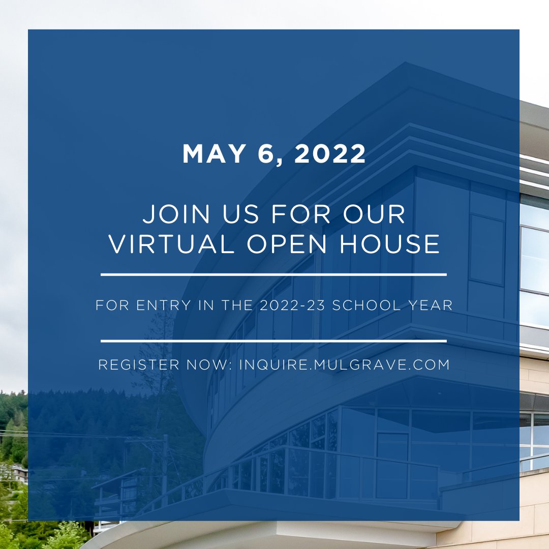 Our May 6th Open House is open for registration! This virtual session is for families who are interested in learning more about Mulgrave and the application process for the 2022-23 school year. Get to know our holistic approach to education and have all your questions answered.