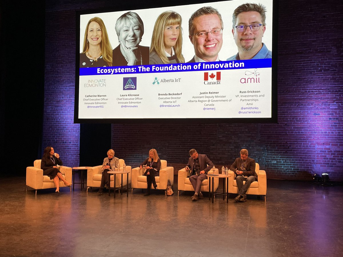 Barootes's tweet photo. Excited to be at the @Blockchain_CBC Alberta Tech Symposium in Calgary. First panel on Ecosystems: The Foundation of Innovation is up! #canadianblockchain https://t.co/vagIy0XJ64