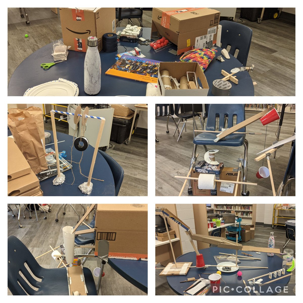 LibraryKao's tweet image. Creativity and problem solving in action in the LSC as students add the finishing touches to their Rube Goldberg machines for Peel Skills challenge. @PDSB_Libraries @EarnscliffeSPS
