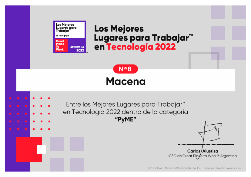 Gracias a <a href="/GPTW_Argentina/">Great Place to Work Argentina</a> por la distinción y FELICITACIONES a este gran equipo que hace de #Macena un gran lugar para trabajar!!