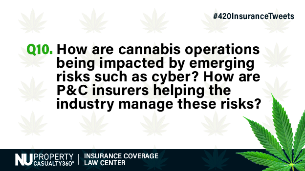 PC_360's tweet photo. Q10. How are cannabis operations being impacted by emerging risks such as cyber? How are P&amp;C insurers helping the industry manage these risks? #420InsuranceTweets https://t.co/n2oRU4NTMr