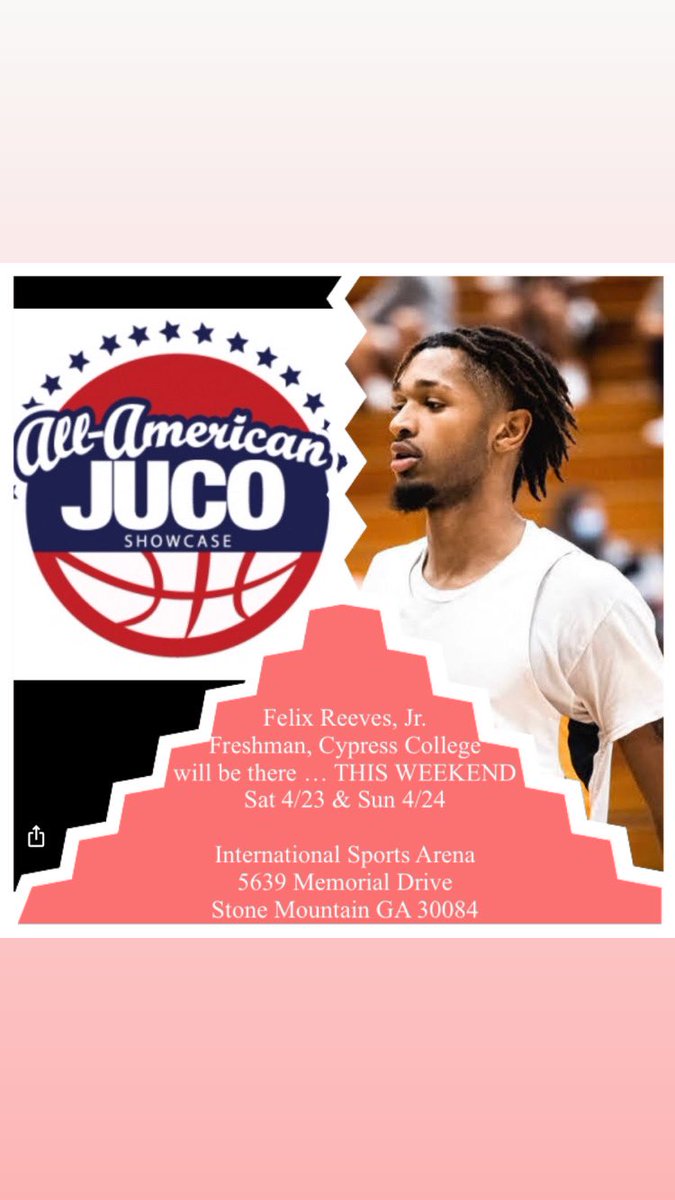 rdlove2001's tweet photo. Felix Reeves, Jr. (Cypress College Freshman) will be attending the All American JUCO Showcase this weekend in Stone Mountain GA. I will be wah-ching! https://t.co/1Vx1fFmlbT