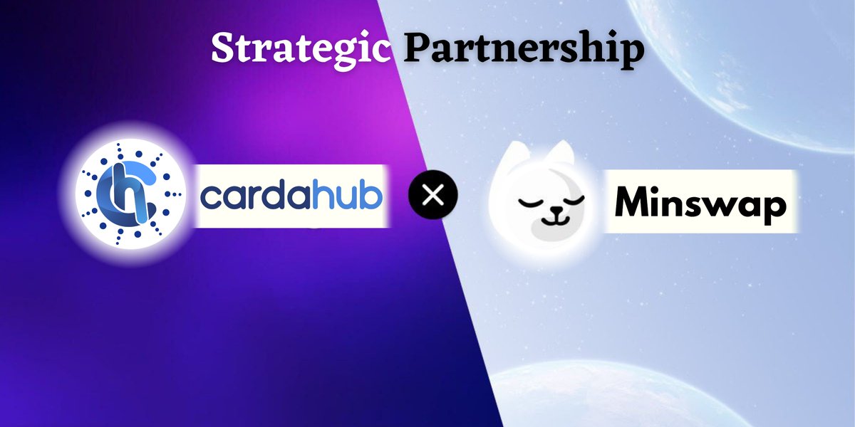 🥳We are excited to announce our Strategic Partnership with <a href="/MinswapDEX/">Minswap Labs</a> 🥳
1️⃣Cardahub is gonna launch a unique feature that allows NFTs to be traded in with MIN token.
2️⃣Users can Buy NFTs with any native tokens by using liquidity on Minswap.
Read more 👇medium.com/@cardahub/e012…