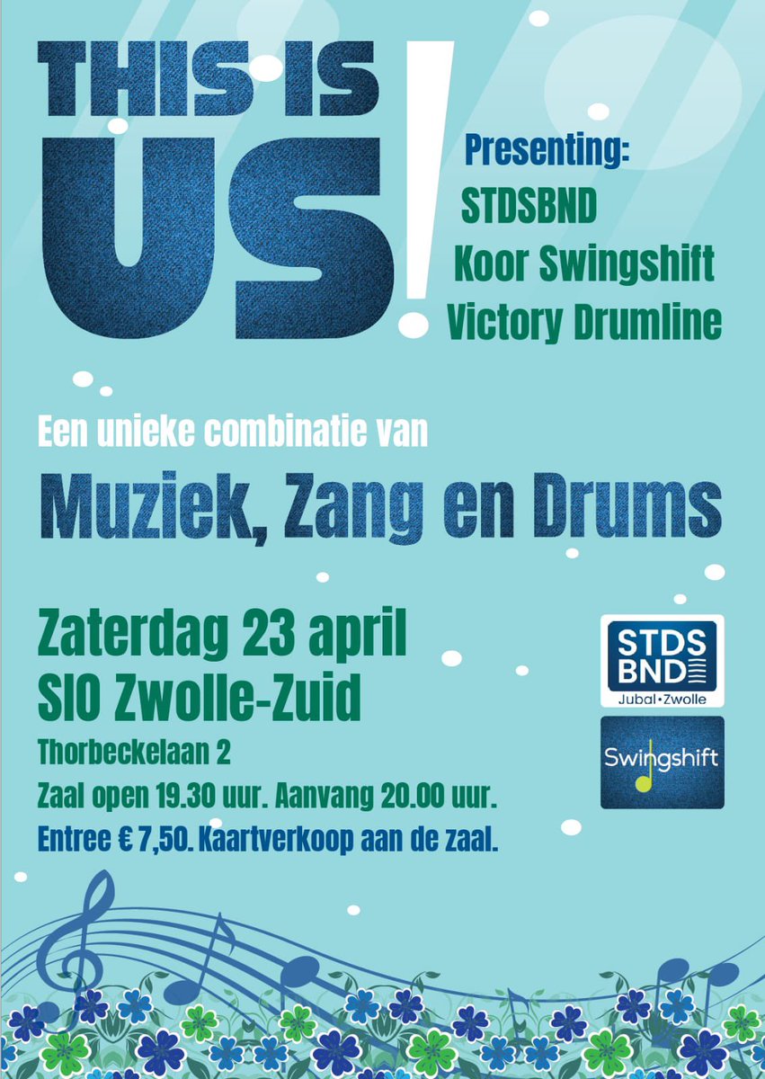 Nog maar een paar dagen en dan is het al zover. Zien we je daar? 💙

#STDSBND #Korpsspot #Korpsmuziek #GemeenteZwolle #muziekverbindt #WebblogZwolle #DeStentor #DePeperbus #DeSwollenaer #DeAssendorper #DeDiezerpoorter #Vinexpress #KleurrijkHoltenbroek #DeWijkkrantZwollezuid