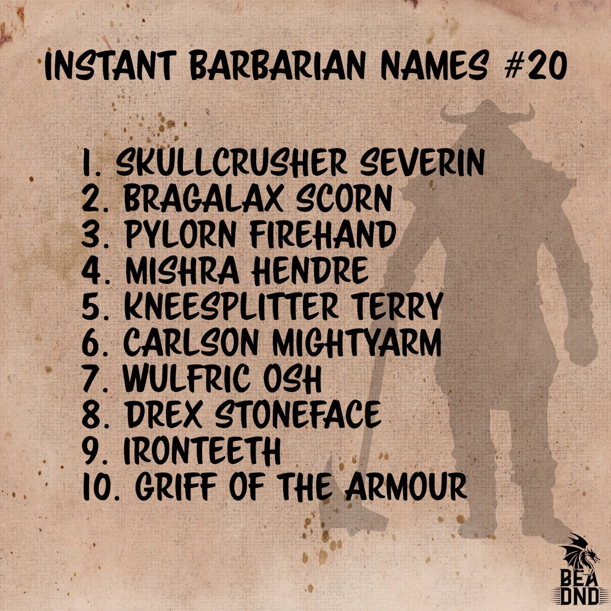 bea_dnd's tweet photo. Ironteeth, does not literally have iron teeth, just a very strong jaw and a propensity to get a bit bitey when he gets angry.
#DnD #DMResource #TTRPG #NPC #Lists #Inspiration https://t.co/Rv5u4ley9y