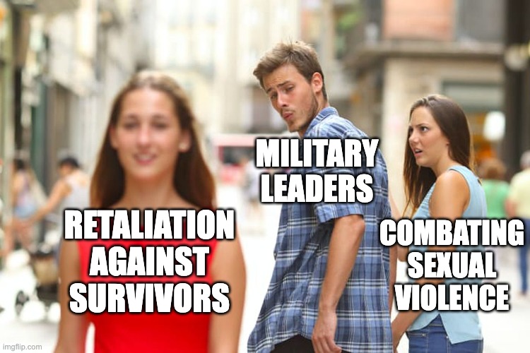 Military leaders would rather silence, intimidate and suppress those speaking out against sexual assault rather than take meaningful action to stop it in the first place. We won't be silent. #RedWhiteAndBruised