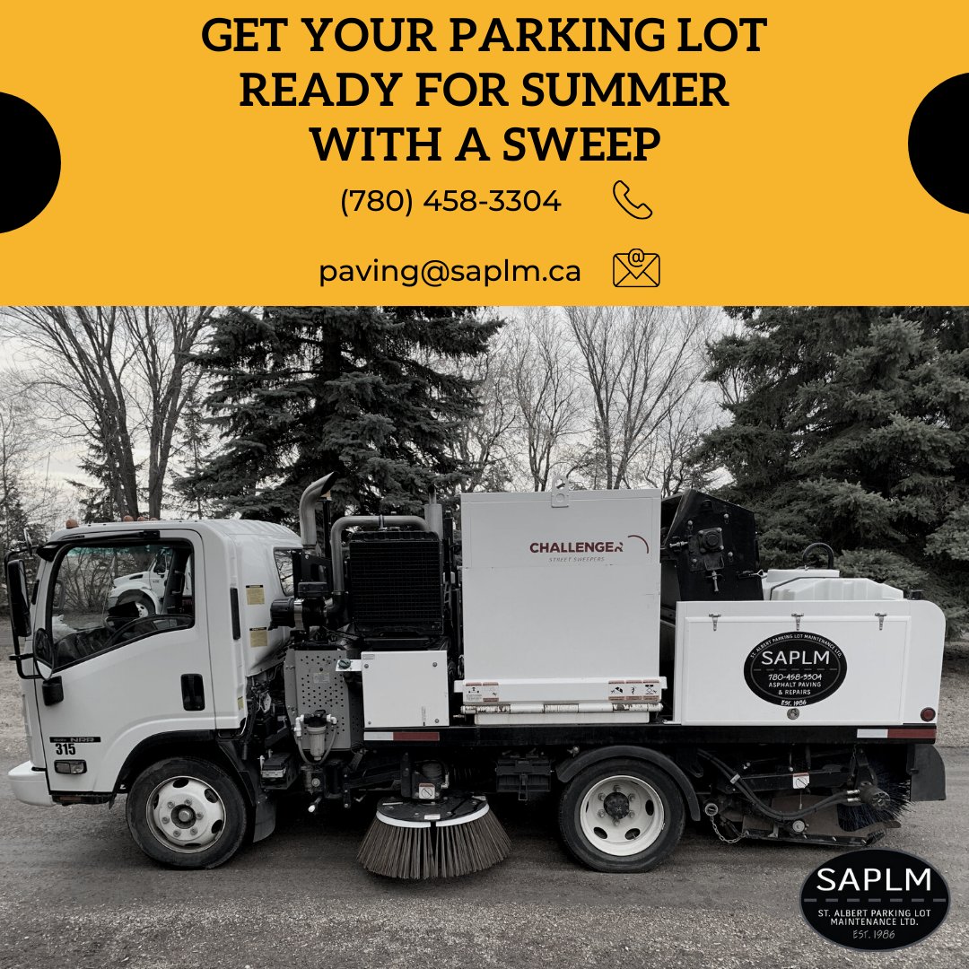 We offer both one-time parking lot sweeping services to those who wish to clean up the debris left behind from plows, and ongoing parking lot sweeping services to those who wish to set up a regular cleaning schedule from spring to fall! #yeg #edmonton #edmontonmade #yegbusiness