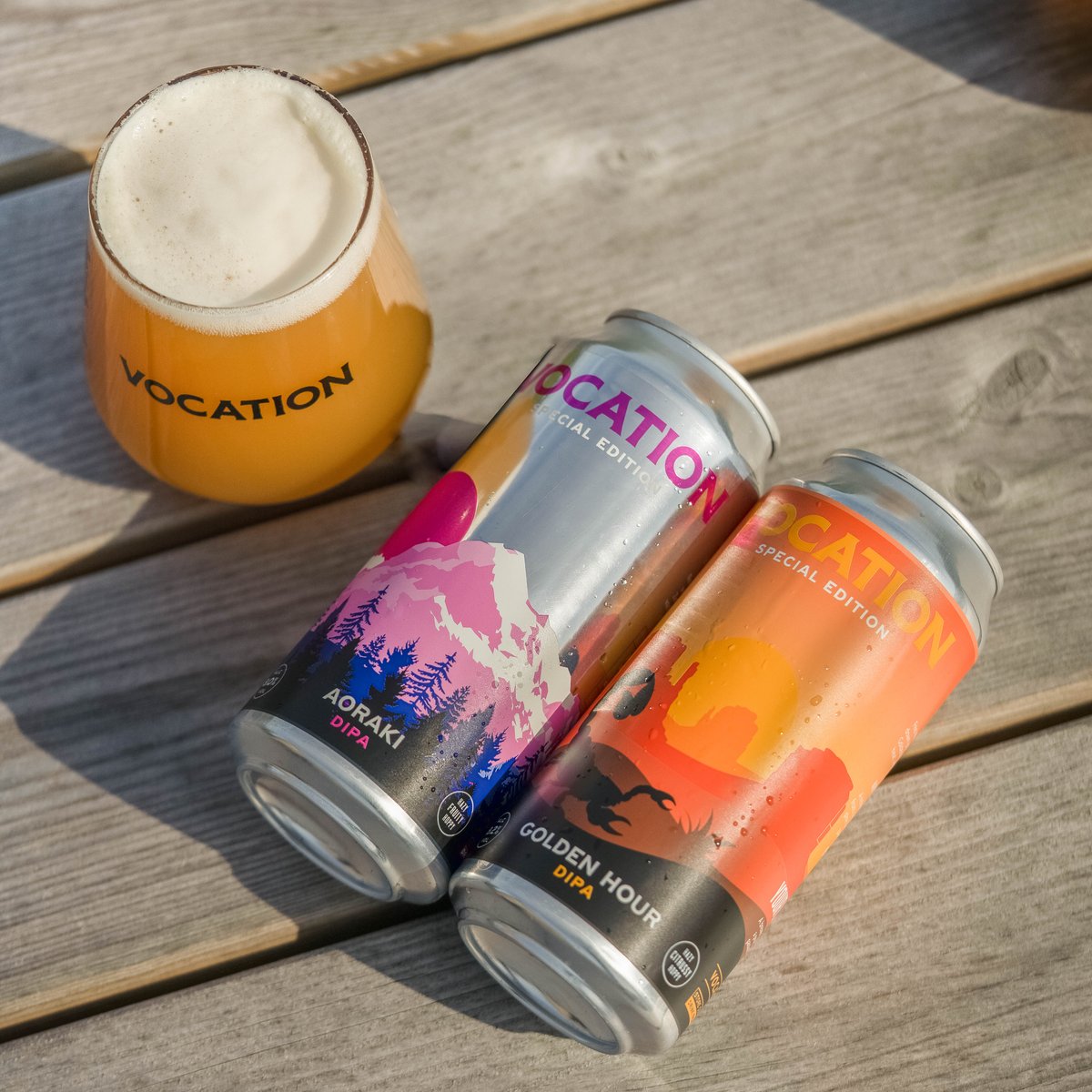 vocationbrewery's tweet photo. DOUBLE DIPA DAY | GOLDEN HOUR 8.2% &amp; 
AORAKI 8.0% 🌵🏔️

Two hard hitters just landed on our webshop and they are JUICYYY. These hoppy DIPAs are perfect for the warm summer evenings ahead.

ONLINE NOW &amp; POURING AT OUR TAPROOMS THIS WEEK 🍻

https://t.co/tfDliwFasN https://t.co/Xyv40Atnxy