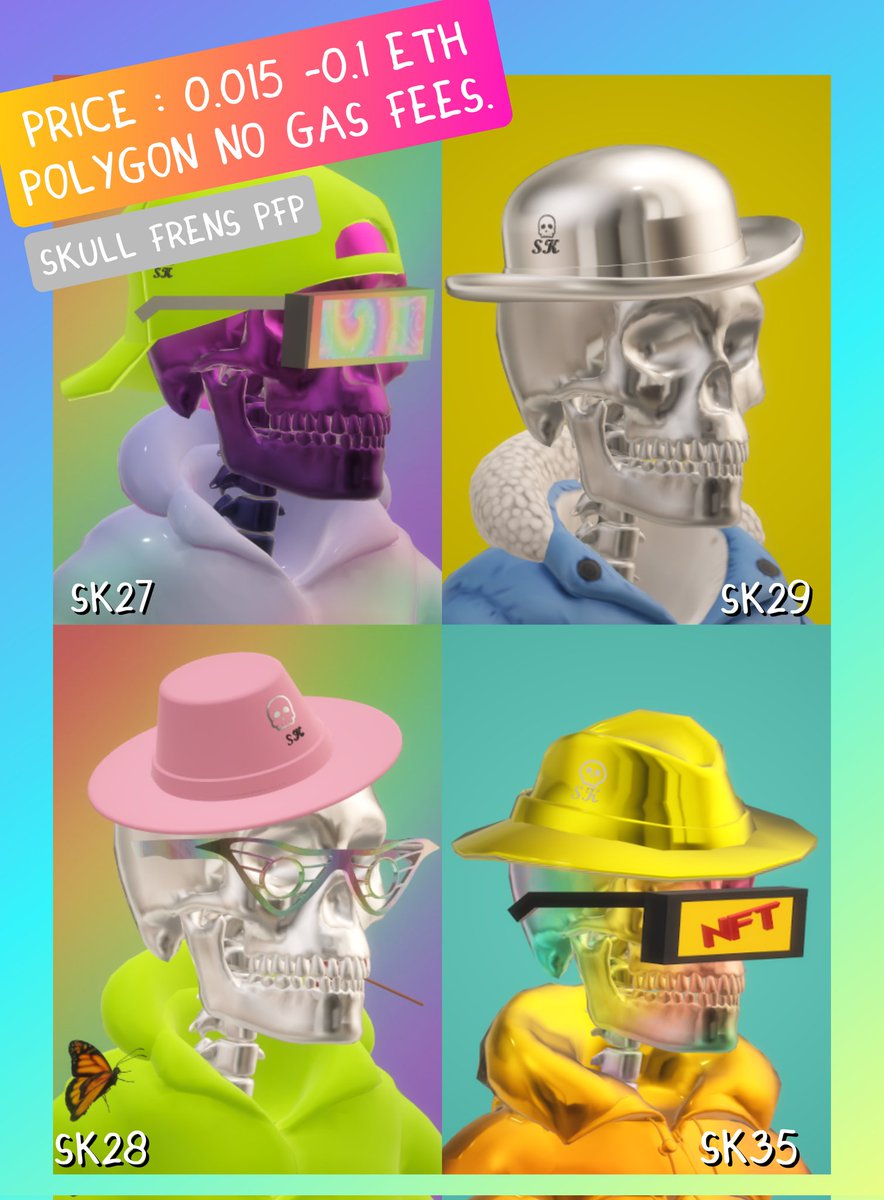 🔥Alert Update Skull frens pfp Collection 0.015 .-0.1  eth on Polygon

Please check it out 4 piece Available 
opensea.io/collection/sku…

 #NFT #NFTCommunity  #NFT #NFTราคาถูก #NFTJapan #NFTdrops  #NFT宣伝枠 #nfts