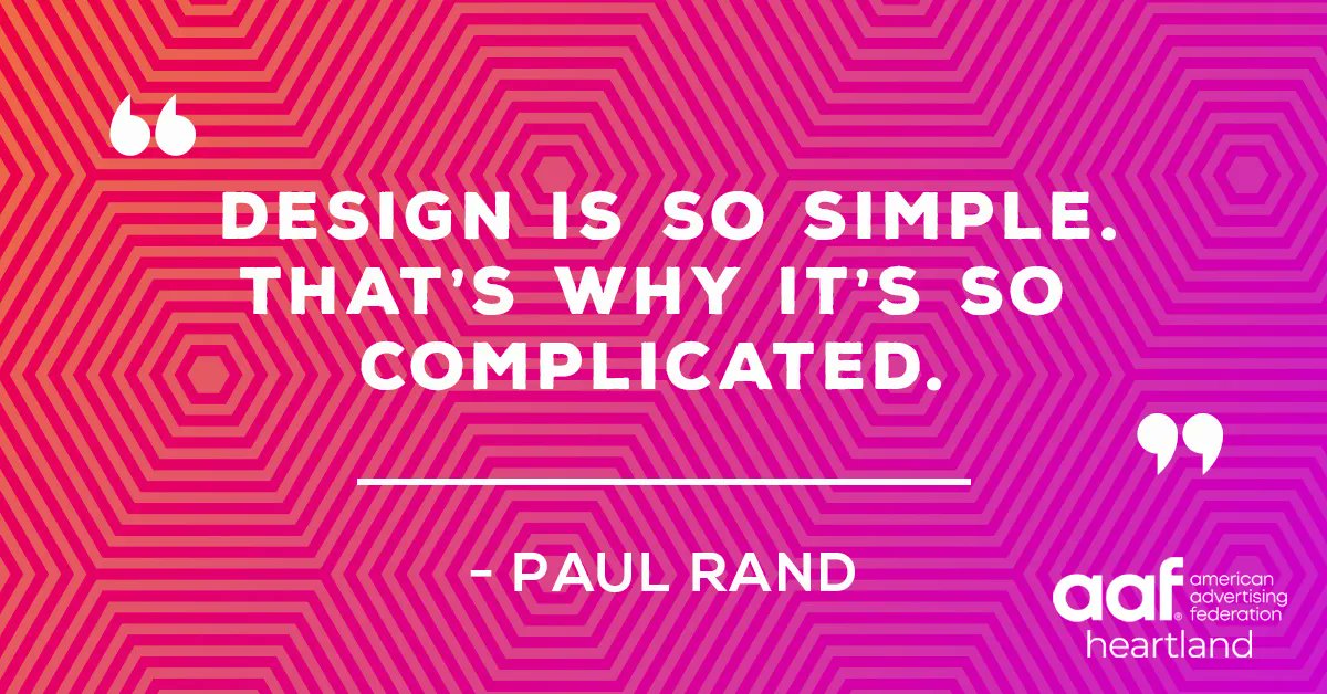 aafheartland's tweet photo. Simplicity is key, my friend, but it’s not that simple. Can we get an amen from all our creatives?

#aaf #aafheartland #midwestcreatives #graphicdesign #designmarketing https://t.co/HVS3mfSMlm