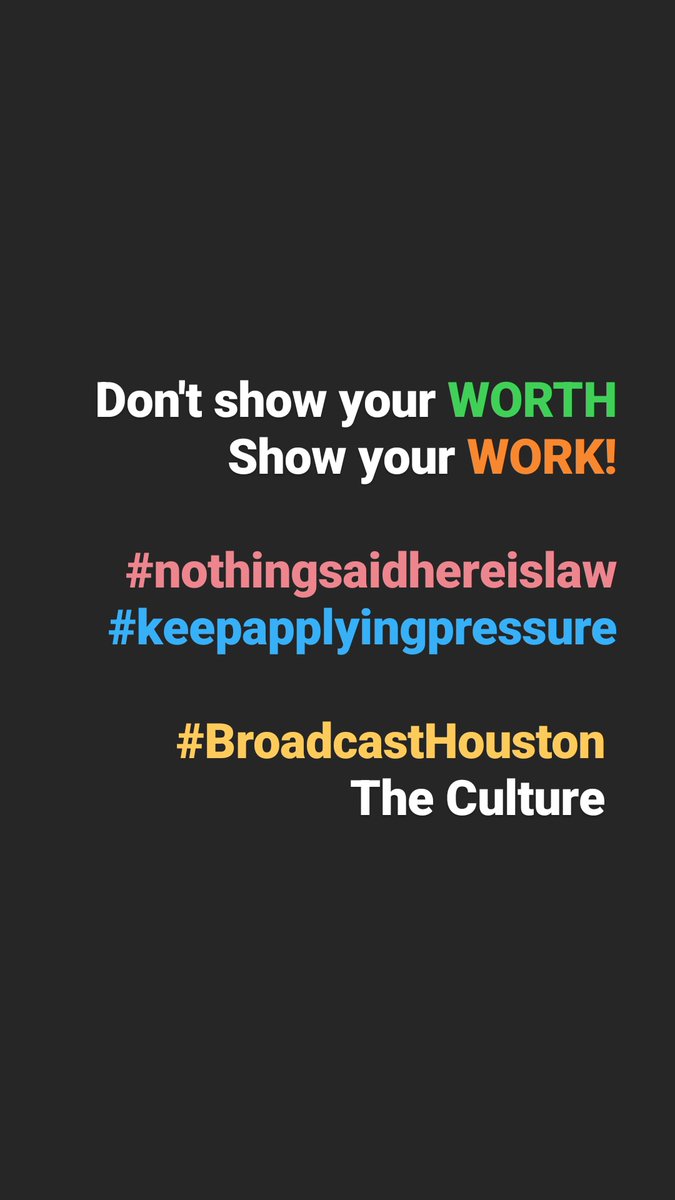 Don't tell nobody about it, send them the link when it's complete!

#worth #work #grindwork #complete #grind #bragging #bellsandwhistles #humility #showandprove #keepapplyingpressure 

#BroadcastHouston the culture