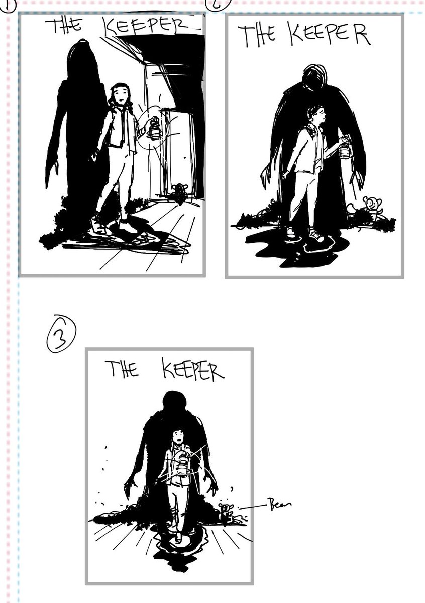 @andreacecelia @sgtgreenbomb @TananariveDue @StevenBarnes1 @JIJennings @foxeedesign then we moved on to what qualify as my "pencils" of different versions...settling on the 3rd one here which wasn't very different from the sketch