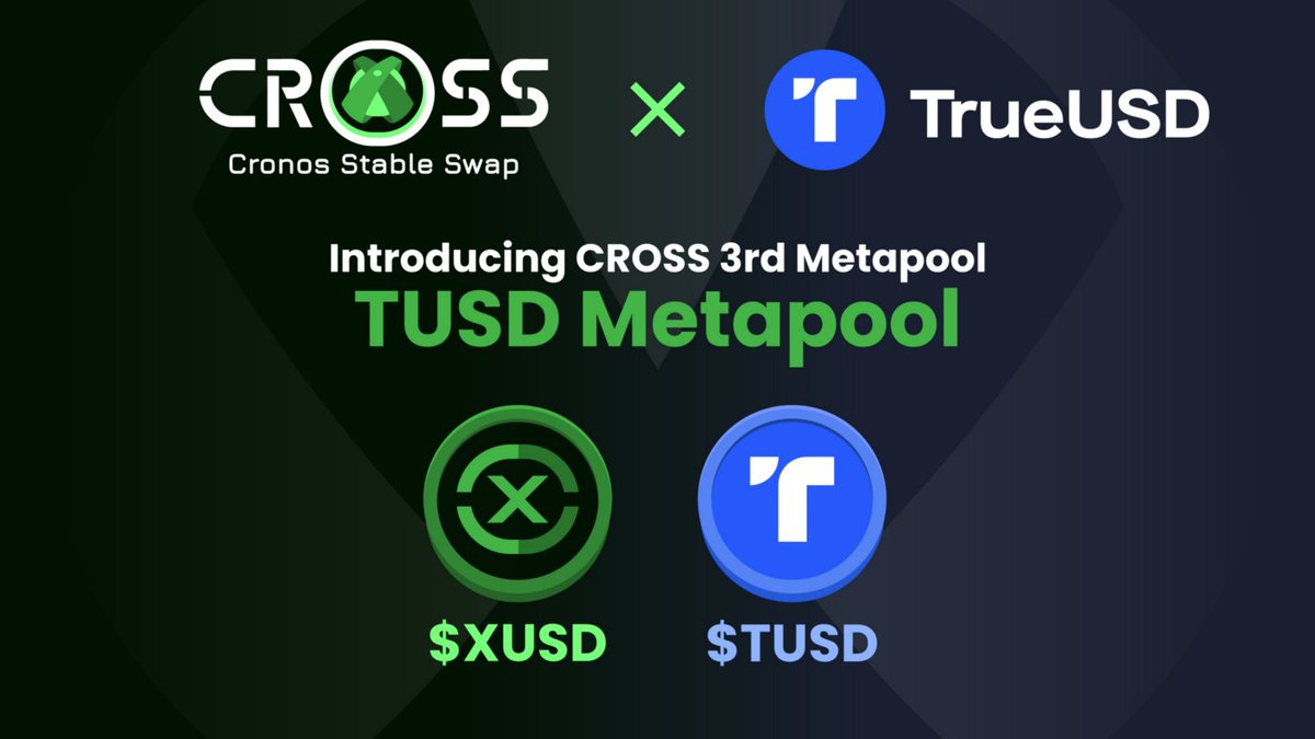 We are pleased to announce a collaboration with @tusd_official in supporting their $TUSD stablecoin on #CRONOS in our 3rd signature metapool! @autofarmnetwork AutoSwap users now gain low-slippage access to $TUSD! #CRO