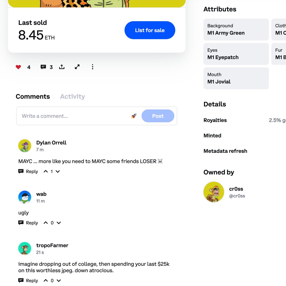 This has been my Coinbase NFT experience so far...