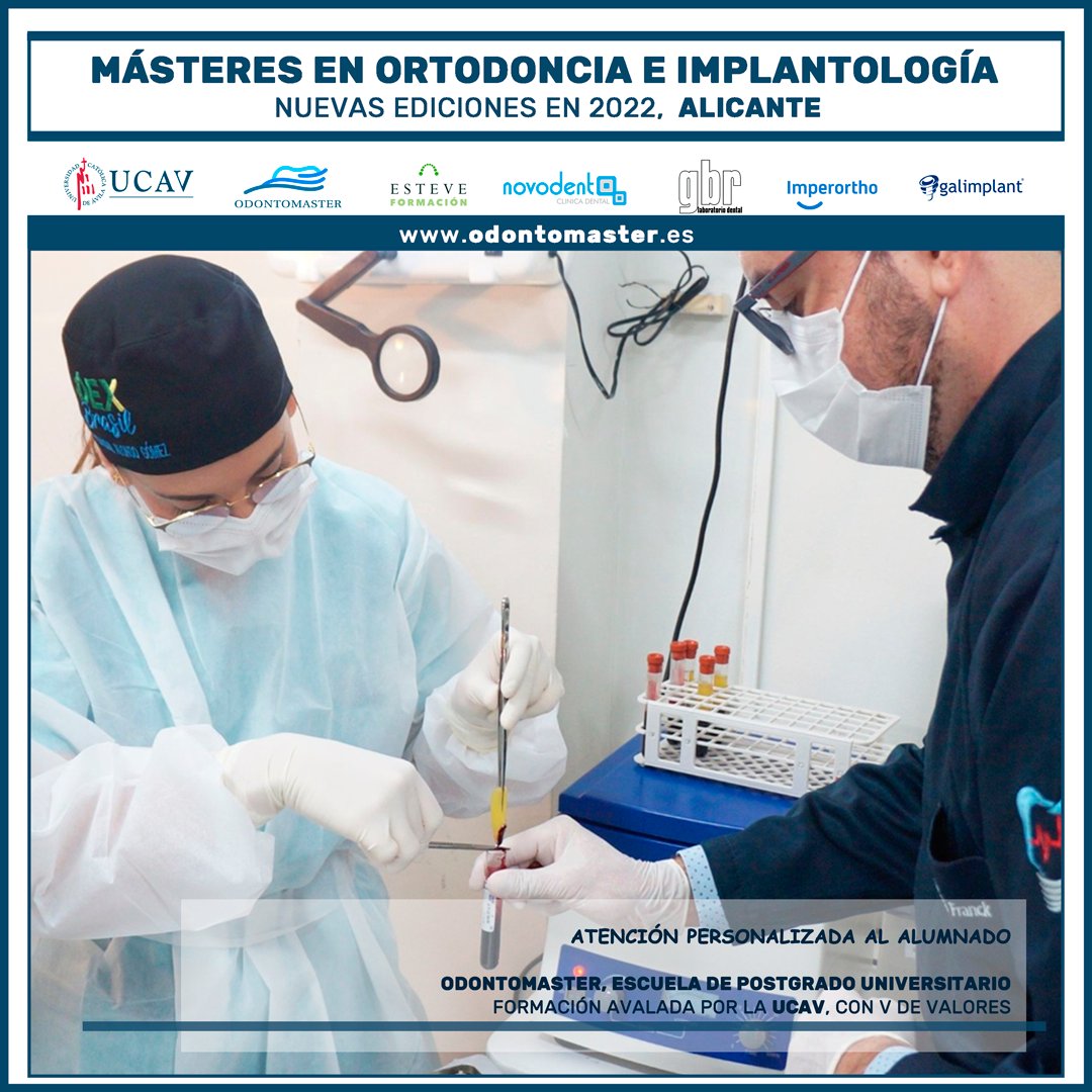 odontomaster_es's tweet photo. Formación en odontología:
- Máster en Implantología.
- Máster en Ortodoncia Clínica.
- Máster en Ortodoncia Clínica Avanzada.

Avalados por la UCAV y con sede en Alicante.

¡Infórmate!
https://t.co/aq55Yq3Z2B
(+34) 652206050 https://t.co/eavcxExtoT