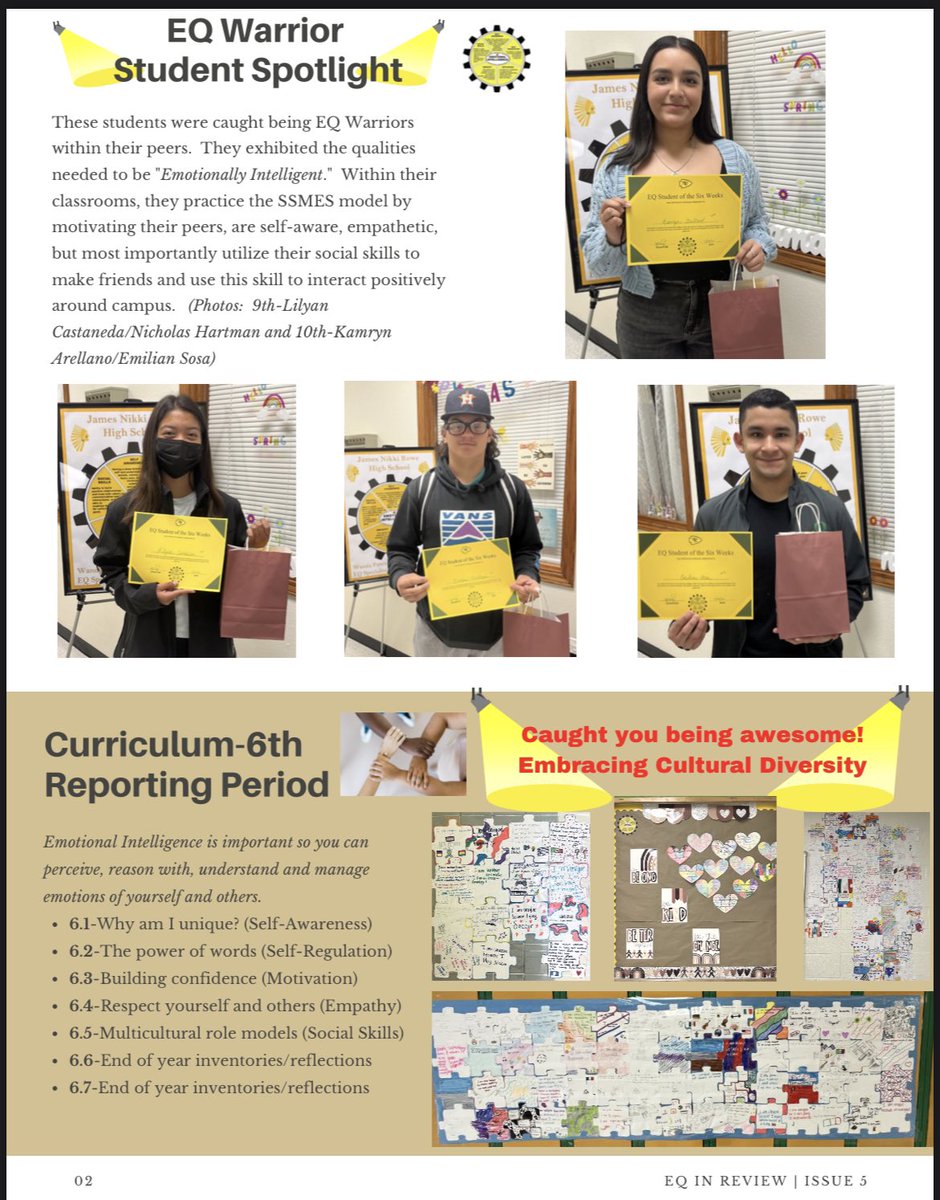 wlperez22's tweet photo. EQ in Review newsletter is hot off the press! Great things are happening here at @Rowe006 Proud to be a Warrior! #RoweEQ @counseling_misd @McAllenISDCTE #lovemyjob https://t.co/oluZHWeHxj