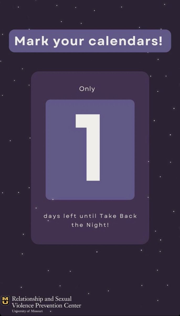 Take Back the Night has a profound effect on our community and is a visible representation of our community’s passion and drive to end violence. Mizzou has not held one since before the pandemic, so this year's event is even more significant than usual. All are welcome to attend.