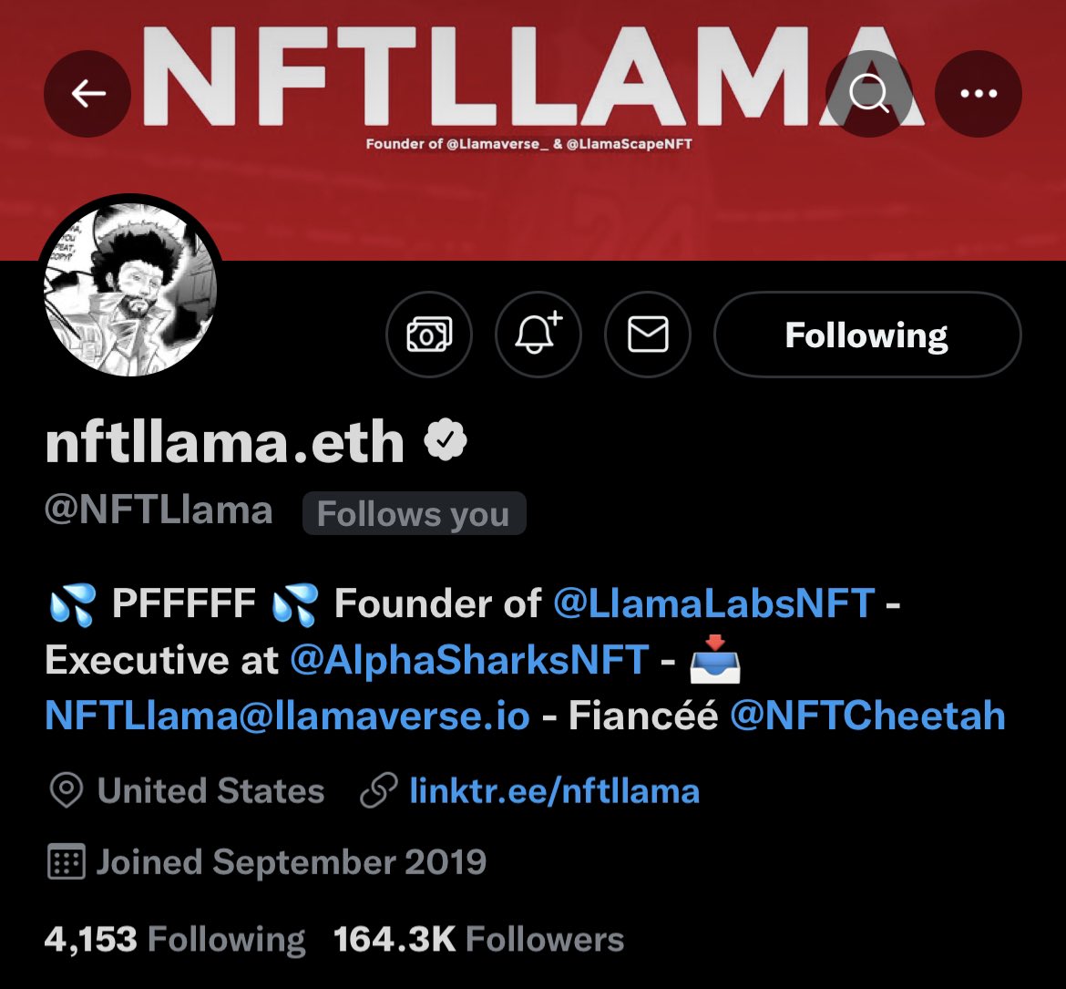 Greatness recognize Greatness, hello <a href="/NFTLlama/">NFT Llama</a> 🤝