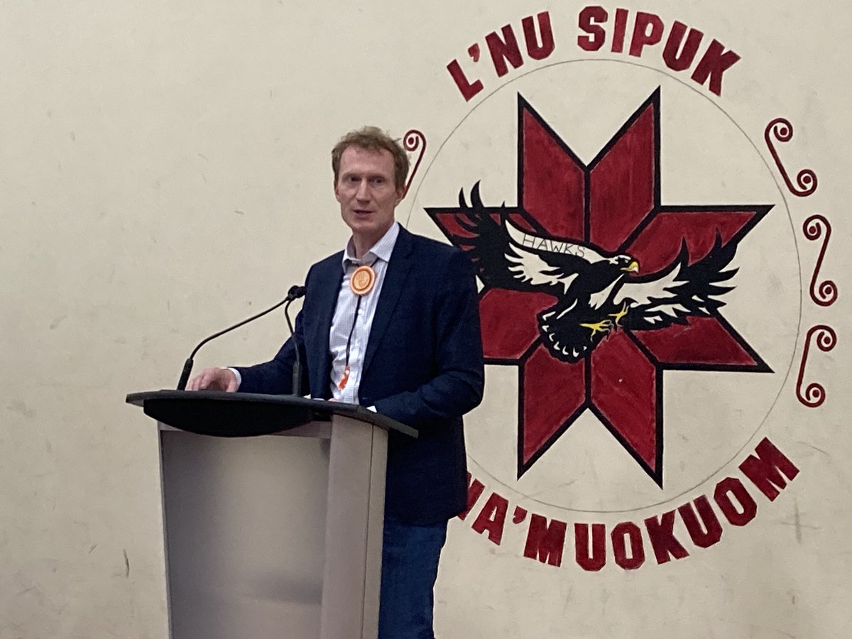 ReprtrPatHealey's tweet photo. Indigenous relations minister @MarcMillerVM speaking. Announcing more than $325 k to the Sipekne’katik First Nations “Shubenacadie residential school support project for Sipekne’katik.” #IndianBrook #Shubenacadie @KodyBloisNS https://t.co/CMiRETh20H