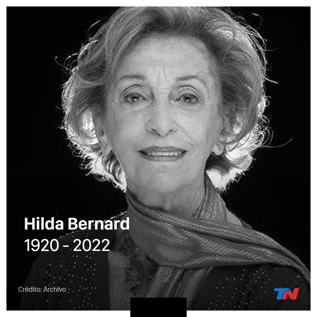 todonoticias's tweet photo. A los 101 años murió la actriz Hilda Bernard 

La artista fue una de las figuras más importantes de la televisión argentina. https://t.co/yC2KZTIPbU