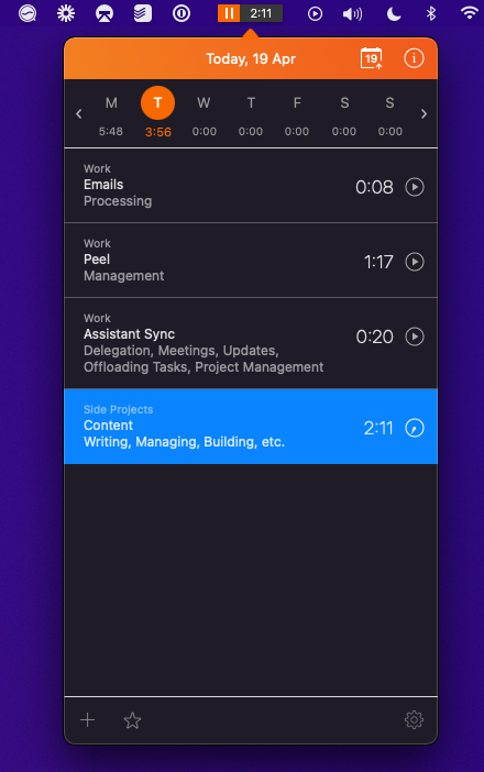 marshal's tweet photo. @jackbutcher 5. I Track My Time Even Though I Don’t Sell My Time

3 years ago I got in the habit of tracking my time spent on each company / project. I use Harvest and have a timer in the top right corner of my desktop.

A timer has forced me to be hyper aware of where I put my effort. https://t.co/RhIklv1usG