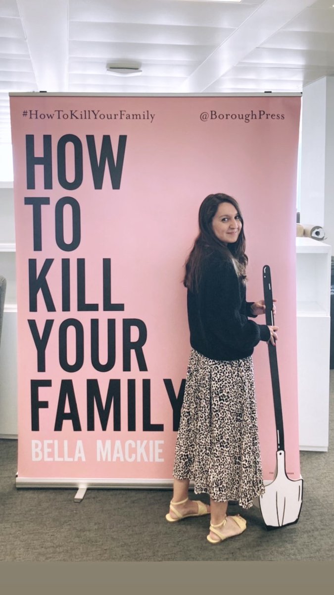 Celebrating #HowToKillYourFamily by 
@bellamackie going in at number 2 in the paperback charts this week by re-creating my cover design🔪🖤