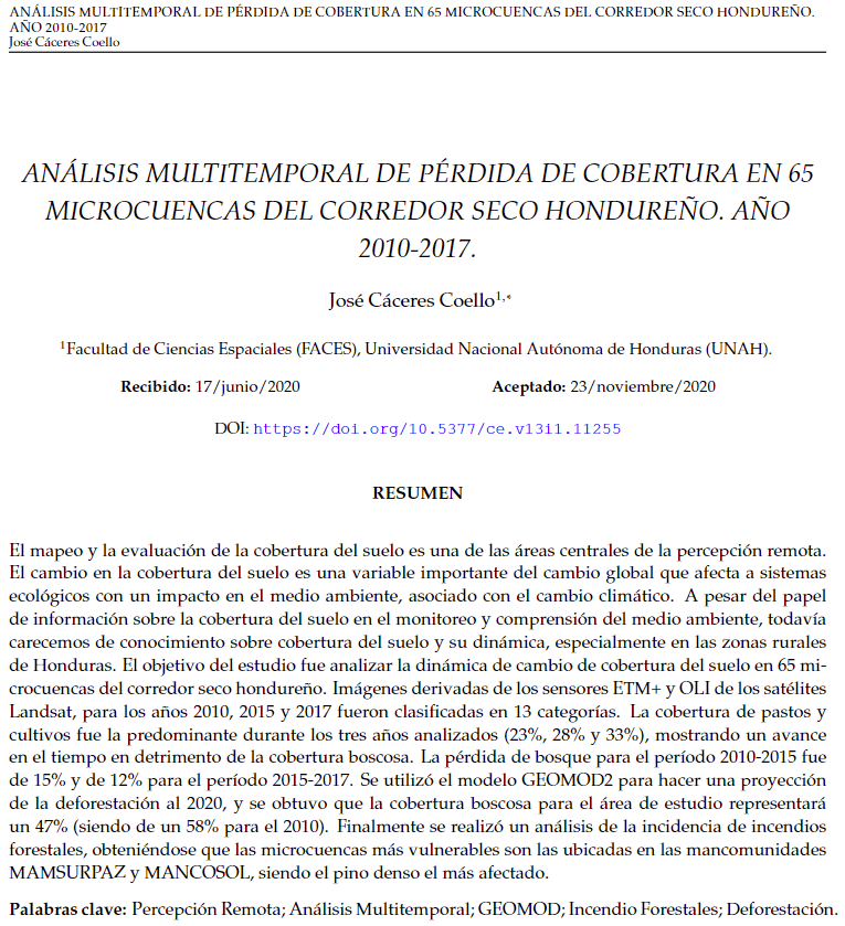 j_caceresc's tweet photo. Análisis multitemporal de pérdida de cobertura en 65 microcuencas del corredor seco hondureño. Año 2010 - 2017.
https://t.co/ugke5kGYIL
#RemoteSensing #Landsat #Geomod #Wildfires #gischat https://t.co/rkpn5hmx7q