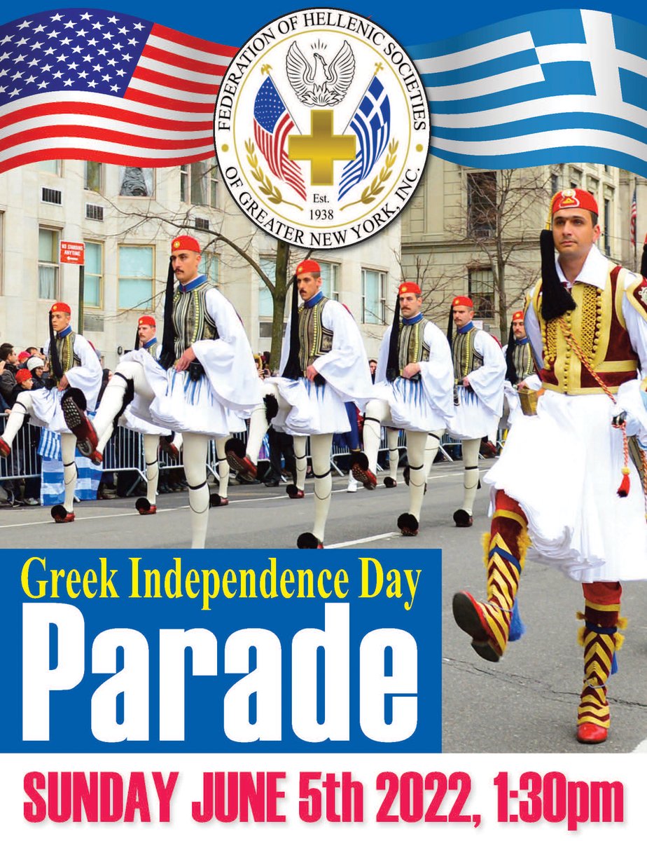 FederationNY's tweet photo. CELEBRATING 200 YEARS OF GREEK INDEPENDENCE
On this 201st anniversary of the Greek War of Independence of 1821 #GreekParade Sunday JUNE 5 2022, 1:30 pm #GreekIndependence @GreeceinNewYork @goarch @CyprusinNewYork https://t.co/SFdAiHw6eS