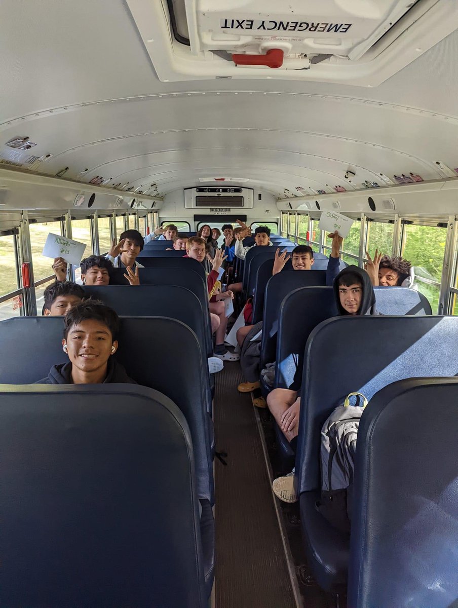 And we're off! Thank you to the girls soccer team for the cards and posters!  Also a huge thank you to 100 hall send off...the boys greatly enjoyed it! Everyone is quite pumped up!