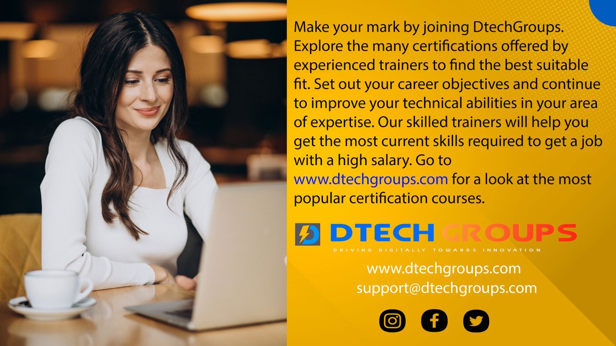 DtechgroupsM's tweet image. Make your mark by joining DtechGroups. Explore the many certifications offered by experienced trainers to find the best suitable fit. Go to dtechgroups.com for a look at the most popular certification courses.
#job #career #certification #course #training #help #dtech