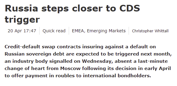 Chris_Whittall's tweet photo. NEW: Russia steps closer to CDS trigger

via @ifrtweets 

https://t.co/edAmXZ85TZ https://t.co/ced1cssihn