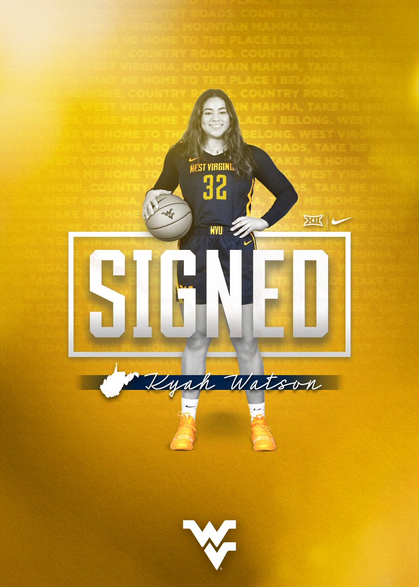 WVUWBB's tweet photo. We are pleased to announce that we have signed @kyahwatson5! Welcome to #AlmostHeaven 💛💙

🖋️ Kyah Watson
📍 Rapid City, S.D.
📏 5-10
🏀 Guard
📰 https://t.co/2zS9xaMOD5

#HailWV https://t.co/6Kw1eSHiTP