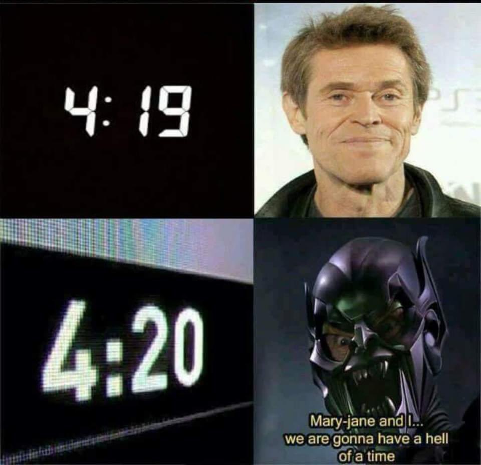 They don’t call him the GREEN goblin for  nothing. #happy420day