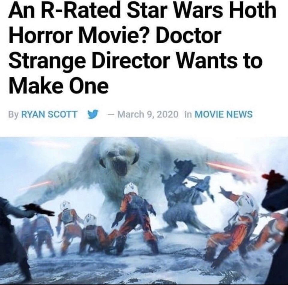 VeritasH's tweet photo. This would be a dream come true for me, Star Wars needs at the very very least ONE R-Rated horror movie, yes? https://t.co/YeBLDHSykw