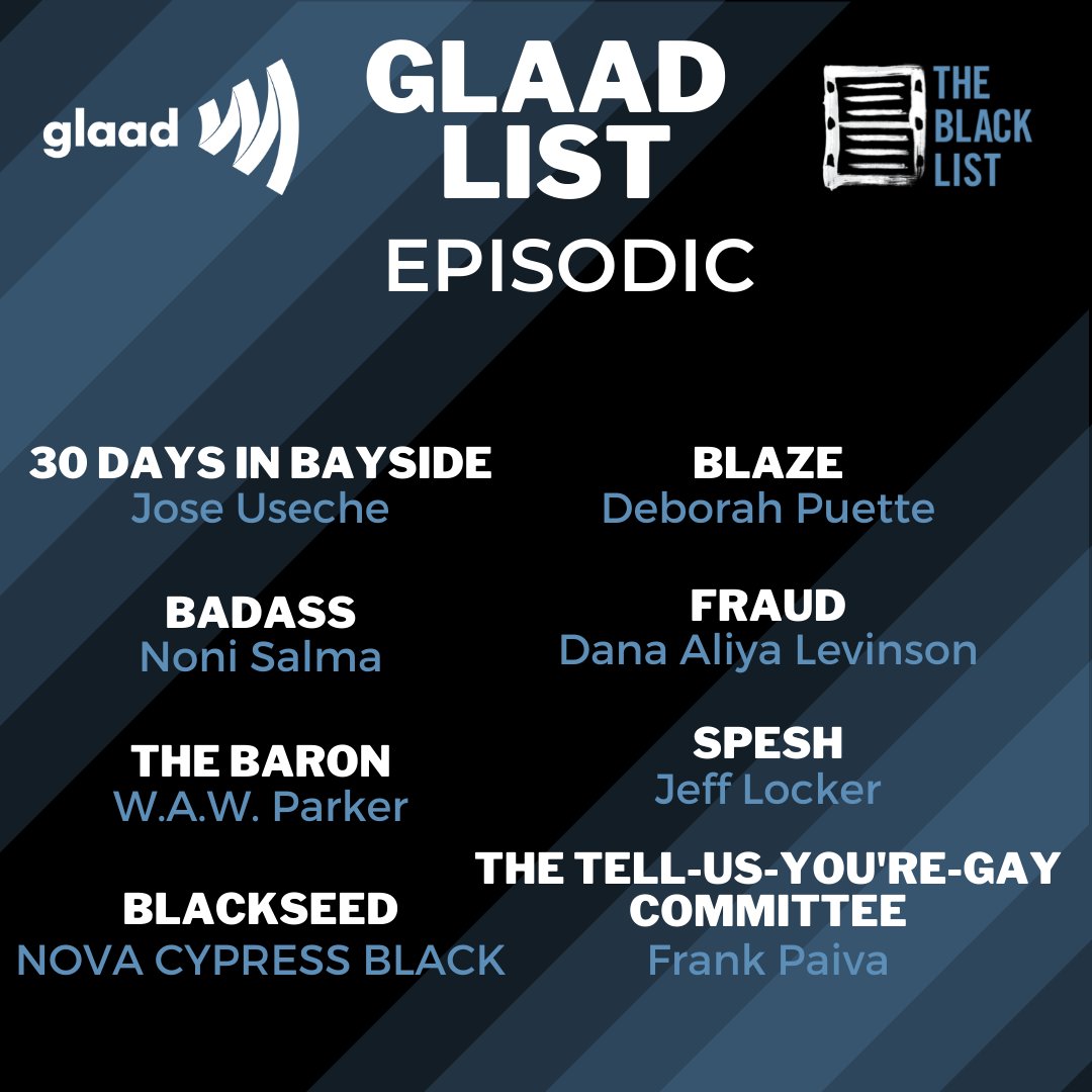 Congratulations to the television writers whose pilots were chosen for the #GLAADList: @soyjoseuseche, @MsNoniSalma, @wawparker, @novacypressblk, @deborahpuette, Dana Aliya Levinson, @jefflocker and Frank Paiva!