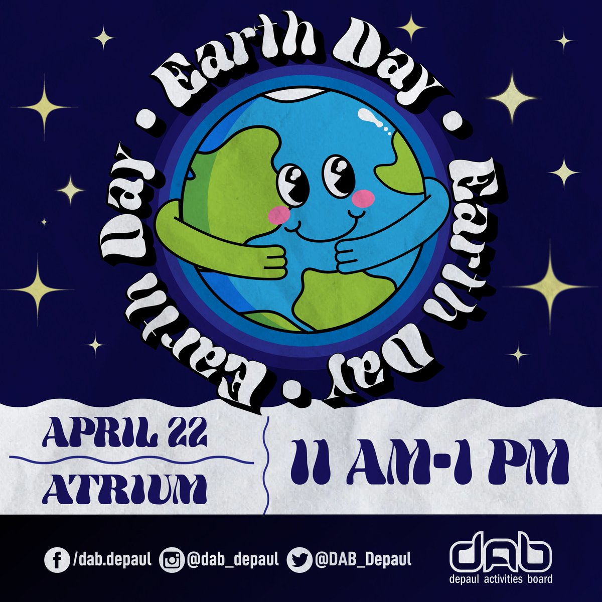 Celebrate Earth Day with DAB the green way with environmentally safe activities and more to give back to our Earth! 

🌎✨🌎✨🌎✨🌎✨🌎✨🌎

#depaulactivitiesboard #dabspringevents #depauluniversity #depaul #campuslife #campusactivities #earthday